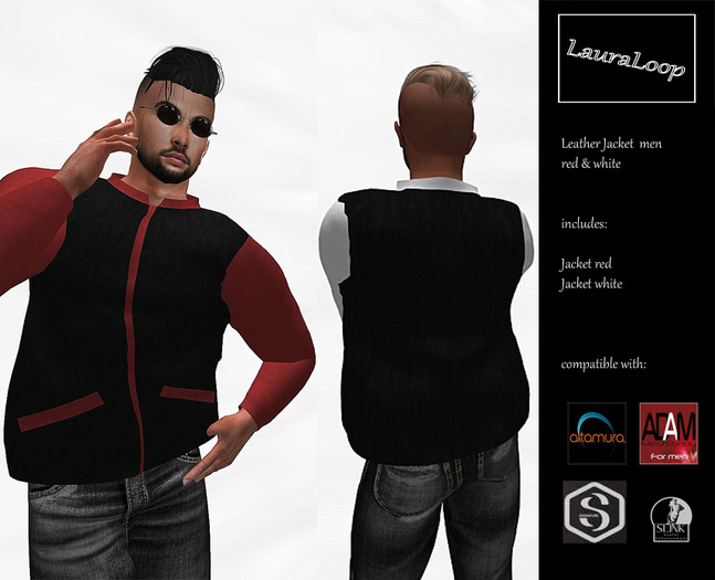 LauraLoop Leather Jacket Men red & white