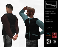 LauraLoop Leather Jacket Men turquoise & dark brown