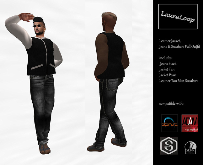 LauraLoop Leather Jacket, Jeans & Sneakers Full Outfit