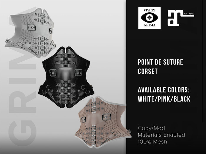 GRIMA: Point De Suture  Corset Pink [Maitreya]
