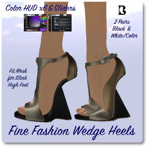 Fine Fashions Mini Wedge Heels Blk&Wht/Color Slink