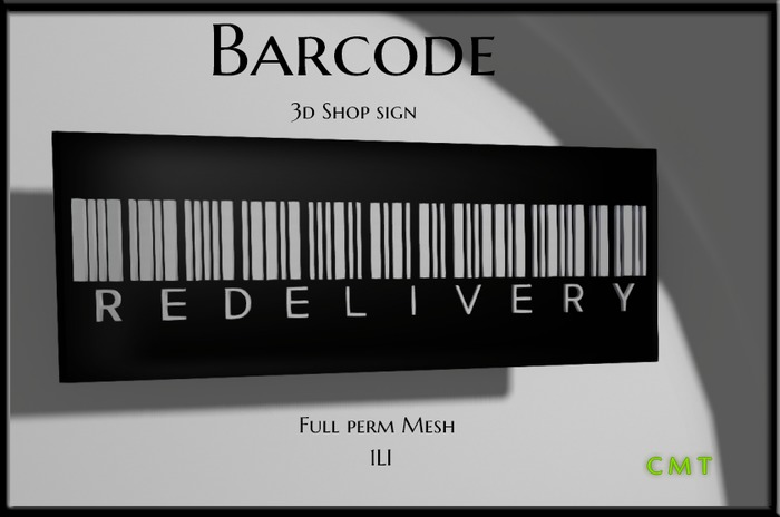 Barcode 3d Text Redelivery sign Full perm