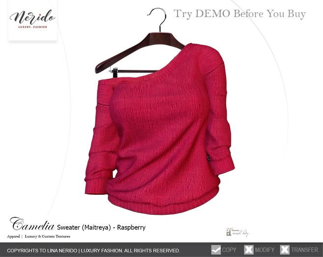 ~Nerido~ Camellia Sweater(Maitreya)-Raspberry