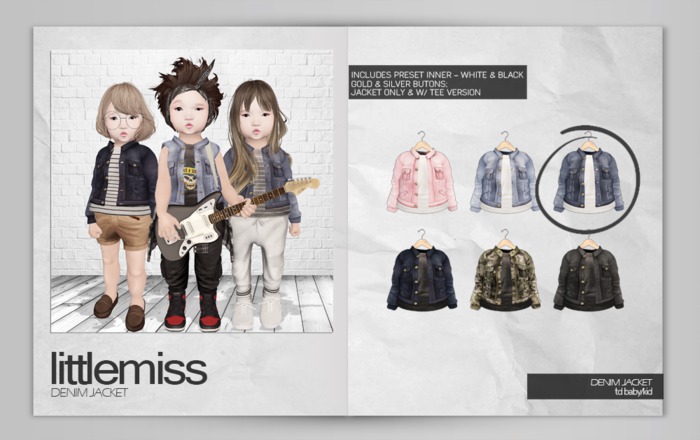 {Little Miss} Denim Jacket - Mid *b/k