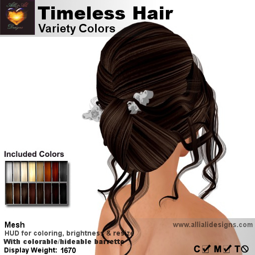 A&A Timeless Hair Variety Colors, romantic curly mesh updo, low complexity (only 1670)