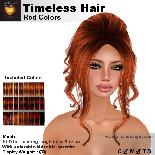 A&A Timeless Hair Red Colors, romantic curly mesh updo, low complexity (only 1670)