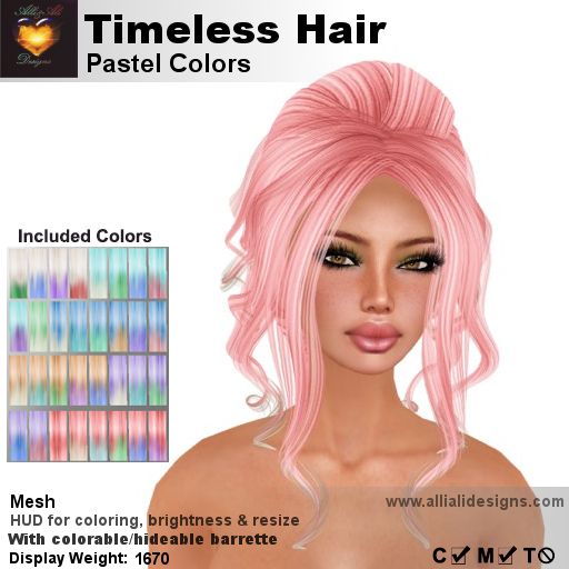 A&A Timeless Hair Pastel Colors, romantic curly mesh updo, low complexity (only 1670)