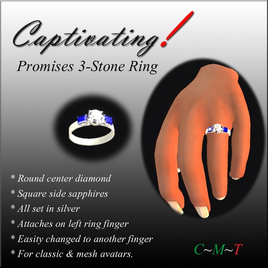Captivating! Promises Silver Ring w Sapphires