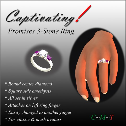 Captivating! Promises Silver Ring w Amethysts