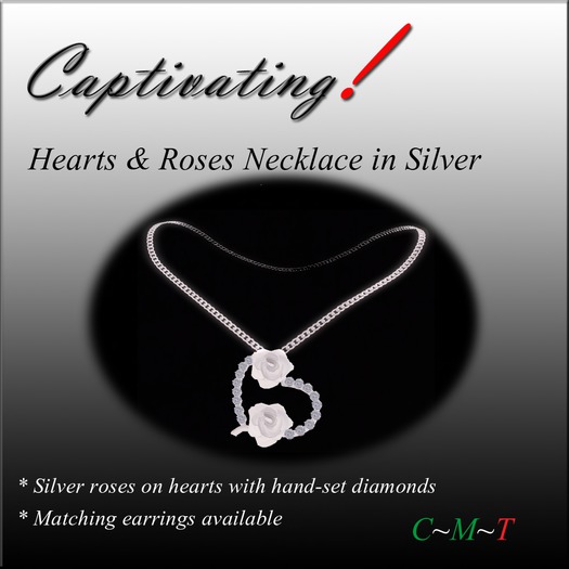 Hearts & Roses Silver Necklace
