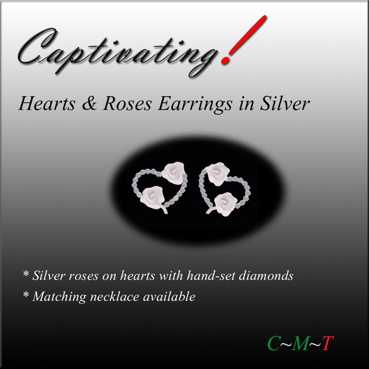Hearts & Roses Silver Earrings