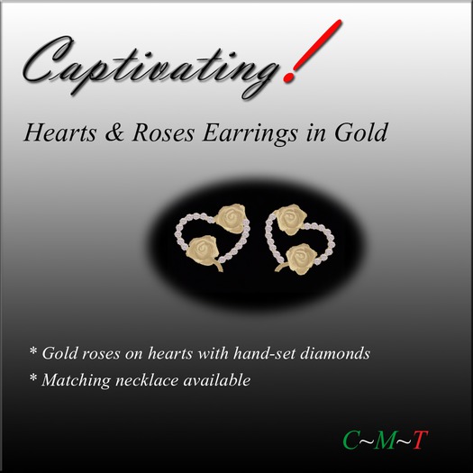Hearts & Roses Gold Earrings