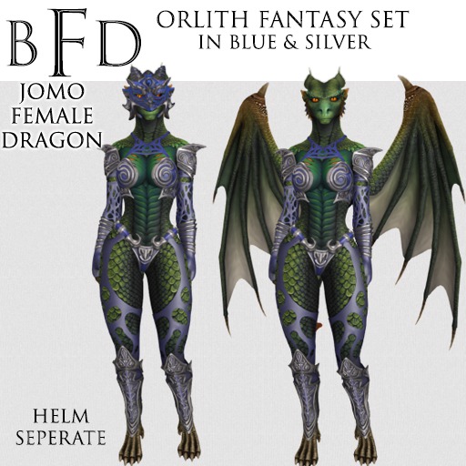 BFD Orlith Dragon Outfit Blue Silver