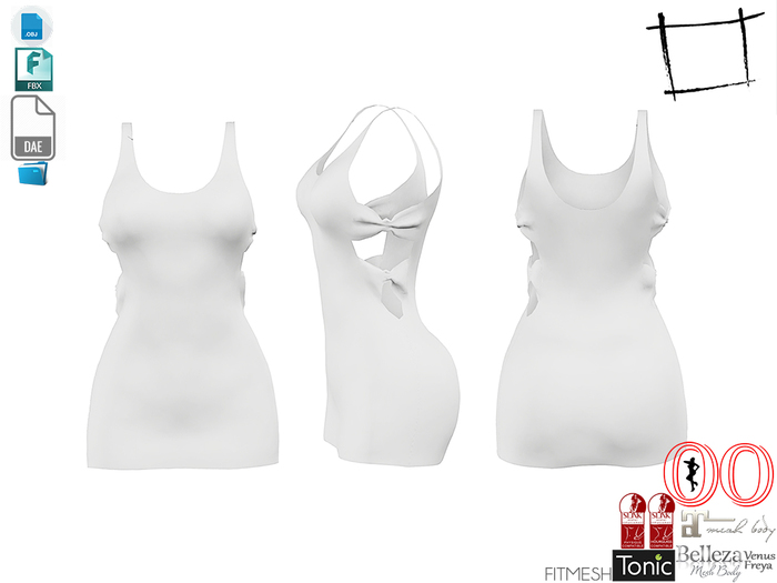 Dae Obj FBX Women's Mini Dress With Sided Bows Slink, Belleza, Maitreya, Tonic, Ocacin Standard