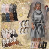 =Zenith=Winter Cozy Dress with Scarf (light Grey) -Lara & hat