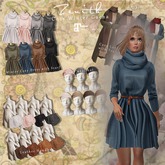 =Zenith=Winter Cozy Dress with Scarf (Blue) -Lara