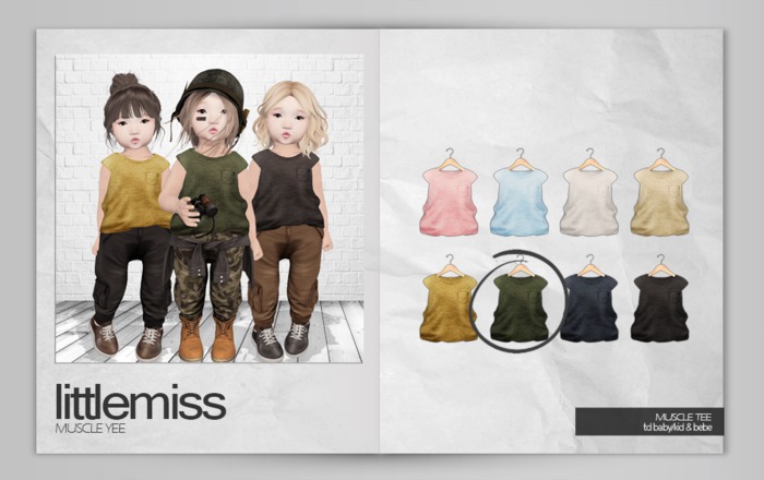 {Little Miss} Muscle Tee - Moss *b/k/bebe