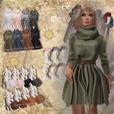 =Zenith=Winter Cozy Dress with Scarf (Khaki) -Lara