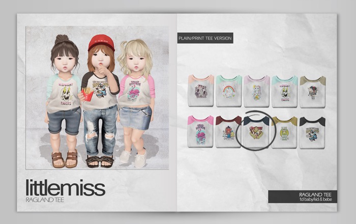 {Little Miss} Ragland Tee - Blue *b/k/bebe