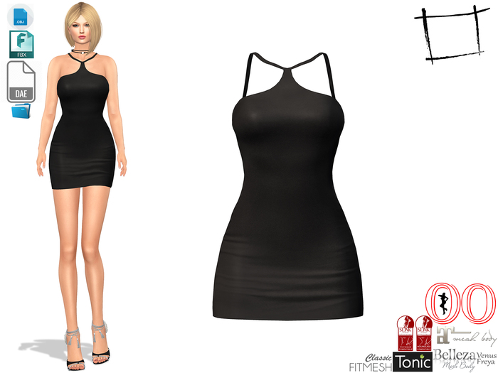 Dae Obj FBX Women's Cross Halter Dress Slink, Belleza, Maitreya, Tonic, Ocacin Standard