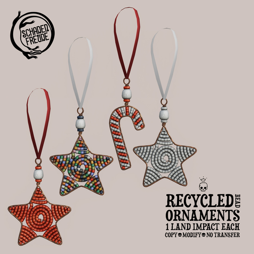 Schadenfreude Recycled Bead Ornaments