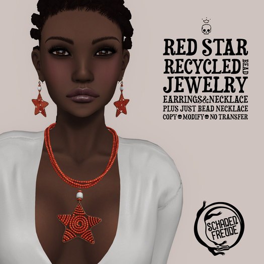 Schadenfreude Red Star Recycled Bead Jewelry