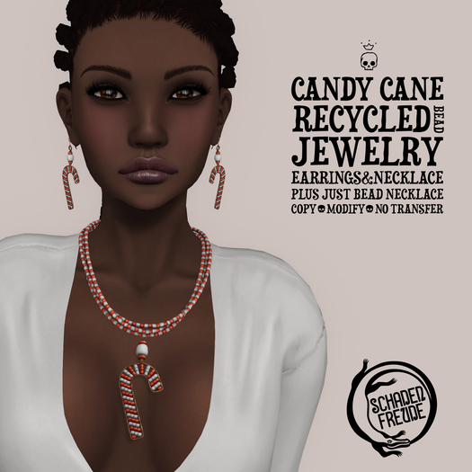 Schadenfreude Candy Cane Recycled Bead Jewelry