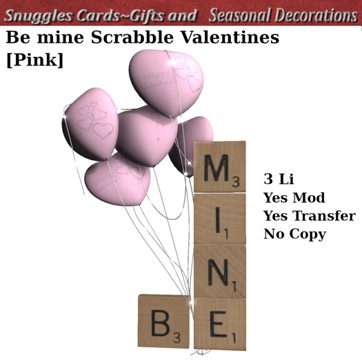 Be mine Scrabble Valentines [pink] Boxed