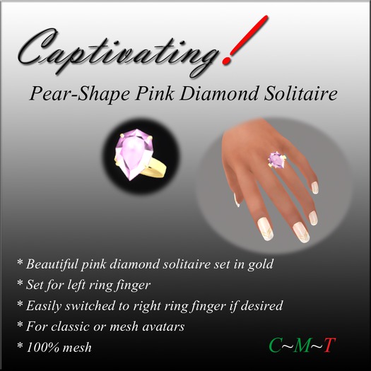 Captivating! Pear-Shape Pink Diamond Solitaire Ring