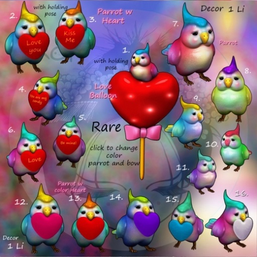 15.Yokai - Love is in the air - Parrot w color Heart (blue)