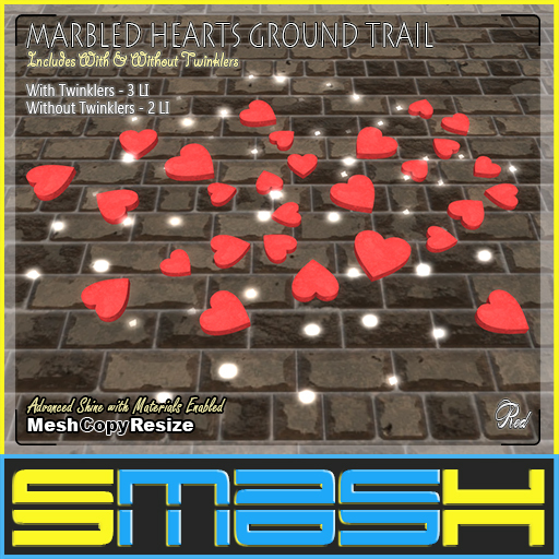 Second Life Marketplace SMASH Marbled Hearts Ground Trail (Red)