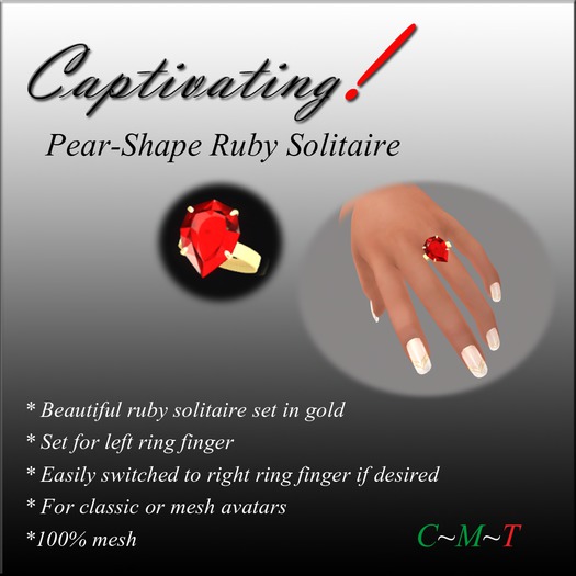 Captivating!  Pear-Shape Ruby Solitaire Ring