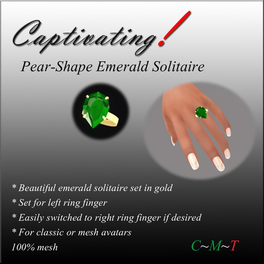 Captivating! Pear-Shape Emerald Solitaire Ring