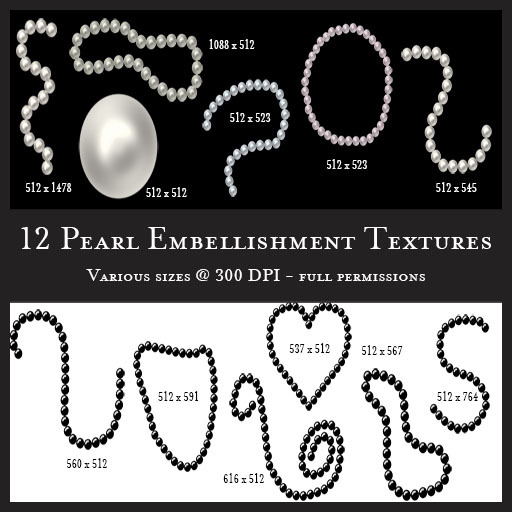 Pearl Embellishments - 12 PCS - Set 1 - Full Perms