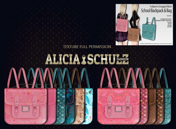 [Alicia Schulz] Texture for FLECHA School Backpack & Bag SetF