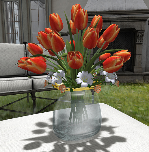 CJ Tulip orange in Vase ~ c + m ~