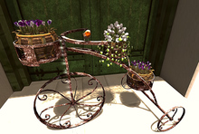CJ Tricycle Planter with crocus + anim. Bird ~ c + m ~