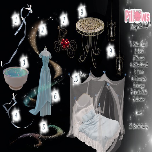 10. [P] Pillows, Magical Night: Bed&Canopy RARE