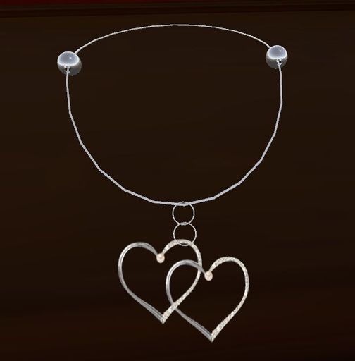 Silver Wire Necklace with Silver and Pearl Hearts