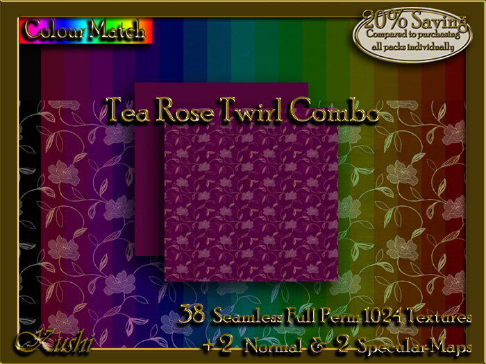 !Kushi! TeaRoseTwirlCOMBO Textures -WearToUnpack