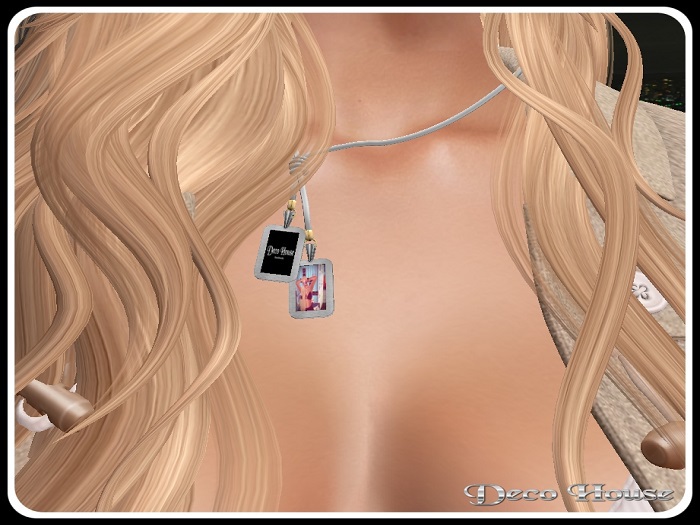 Necklace Dogtag Rose,Silver & Gold