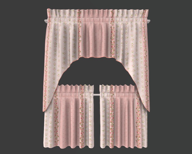 Kitchen Curtain Set Pink Floral