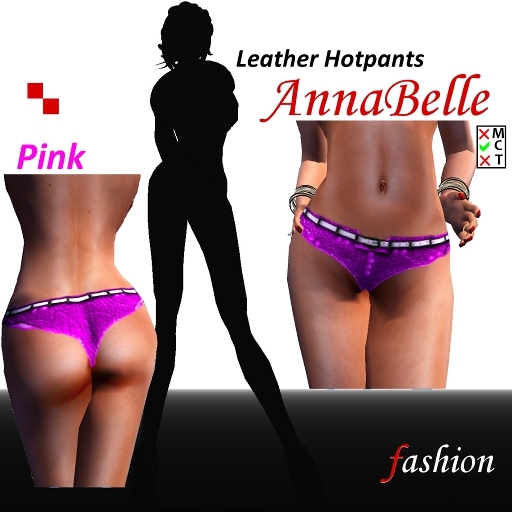 Second Life Marketplace - Xtreme Sexy Leather Hawtpants Pink by AnnaBelle  Fashion