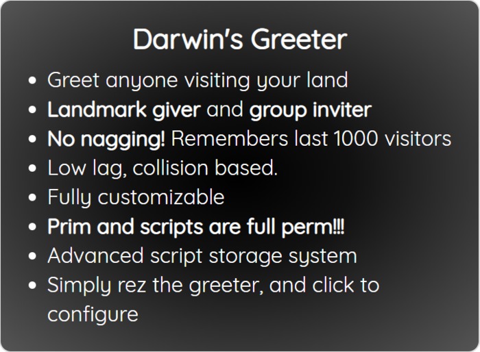 Darwin's Greeter (full perm script)