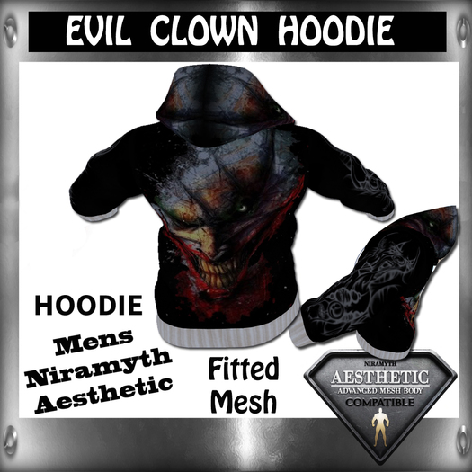 Evil Clown Mens Fitted Mesh Hoodie