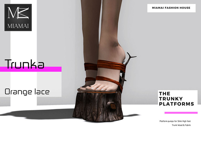 Miamai_Trunka Platforms Orange Lace - Slink high