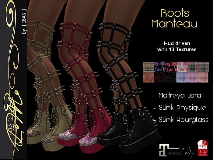 [ IBAN ] //153 MESH BOOTS  MANTEAU wHUD 13 Textures MAITREYA SLINK