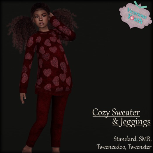 {V*Y} Cozy Sweater & Jeggings - Red/Red Hearts