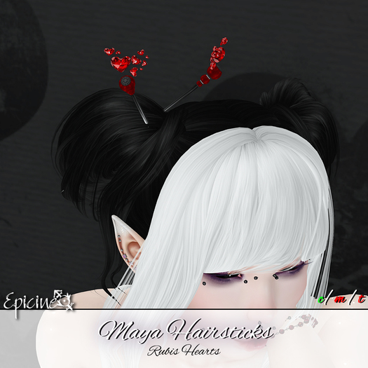 Epicine - Maya Hairsticks - Rubis Hearts