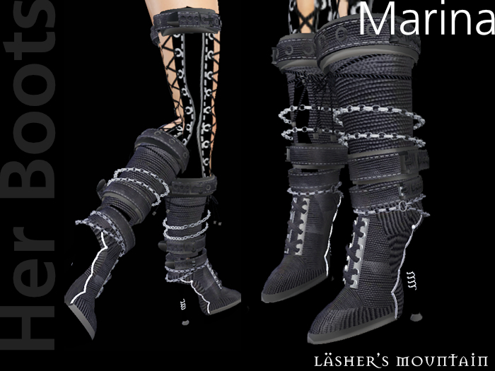 Second Life Marketplace MARINA Black Knee High Prim Boots